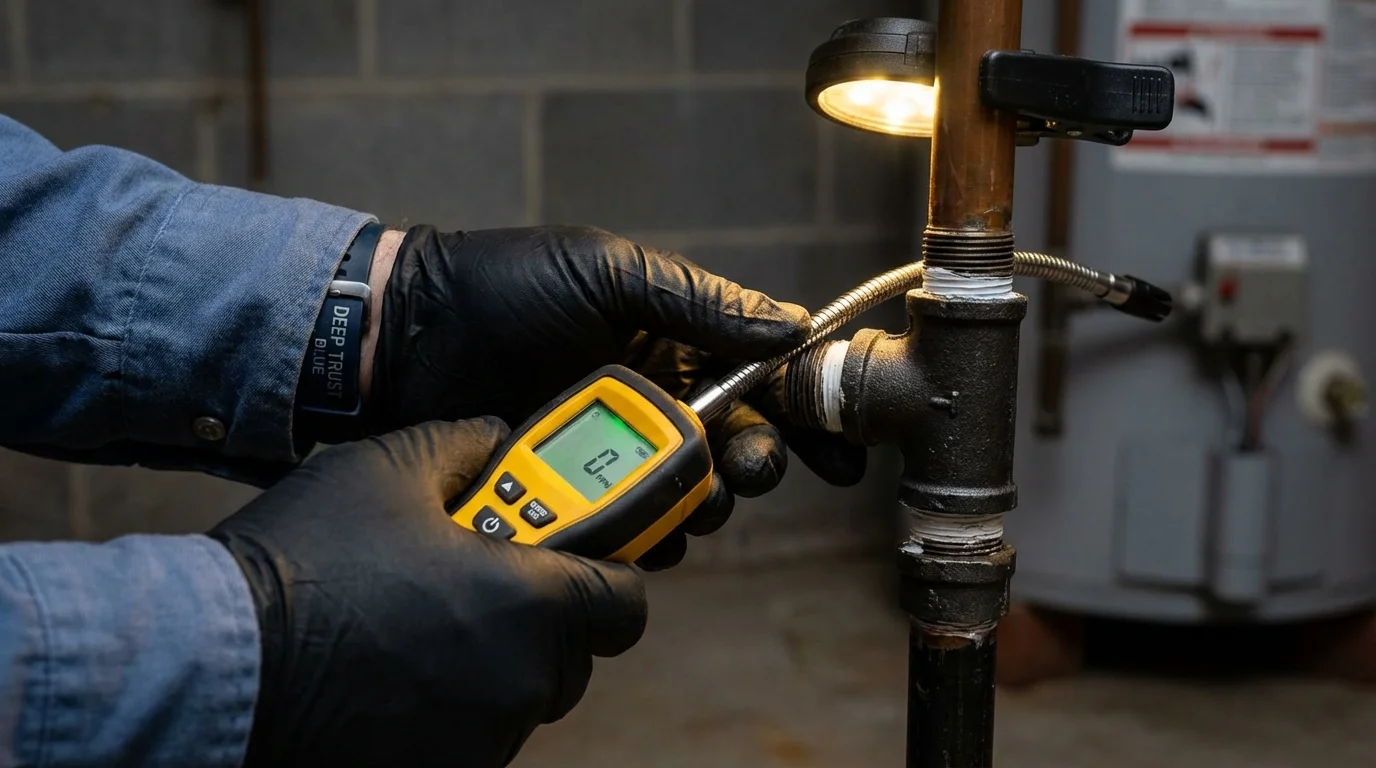 Gas leak detection with electronic sniffer by Johns Plumbing LLC in Eastville